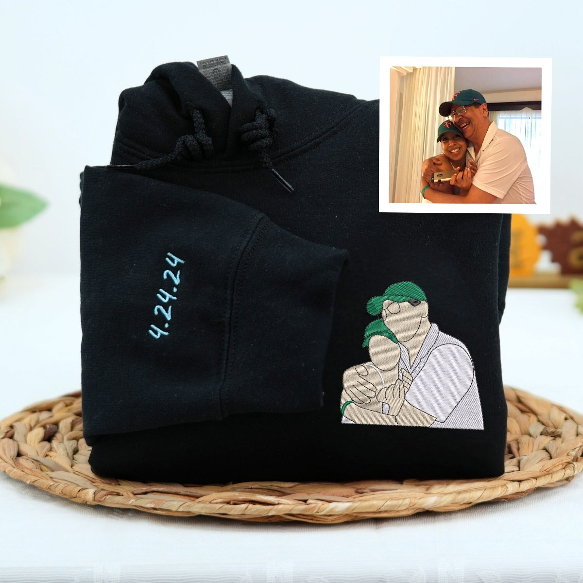 Grandpa Photo Custom Embroidered Hoodie - Personalized Father's Day Sweatshirt - Gift for Grandpa
