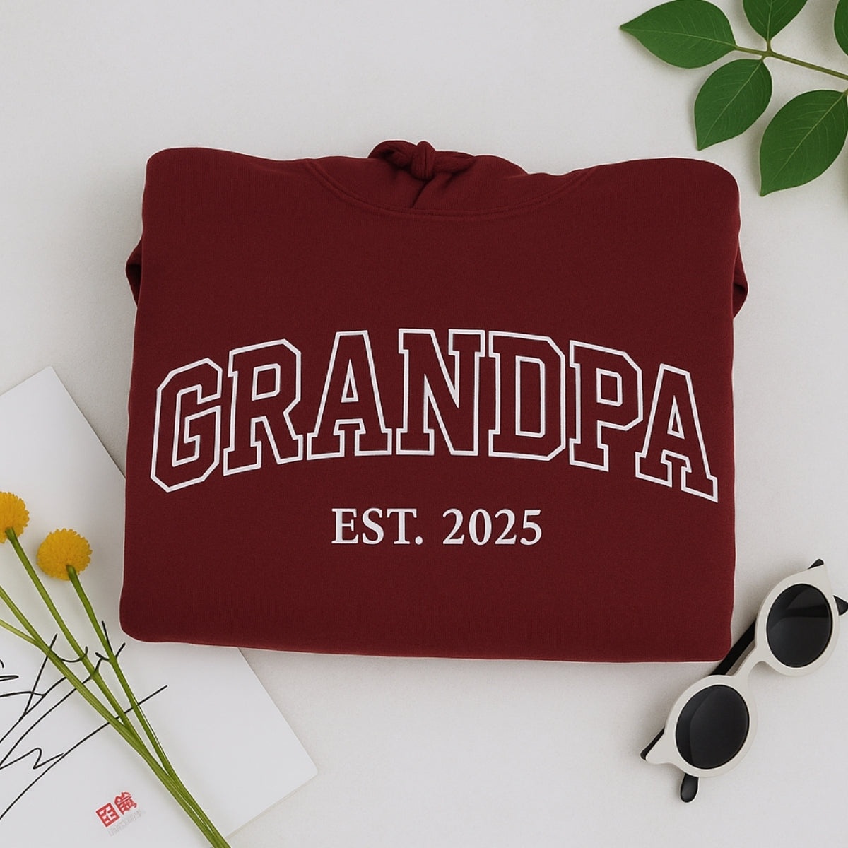 Custom Embroidered Grandpa Varsity Hoodie - Personalized Grandchildren Names - Father's Day Gift