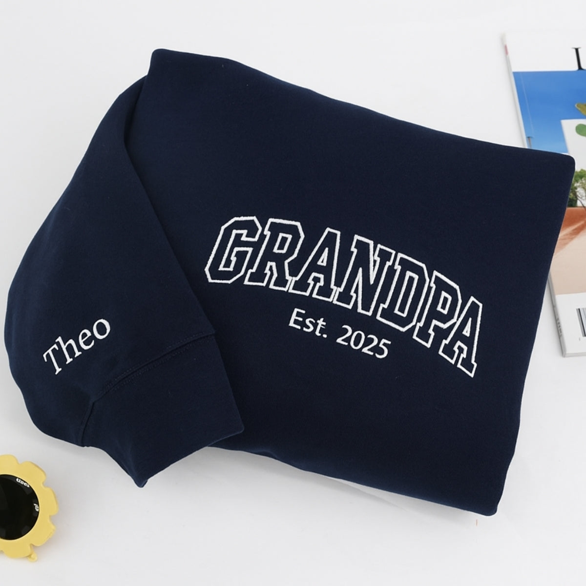 Custom Embroidered Grandpa Varsity Hoodie - Personalized Grandchildren Names - Father's Day Gift