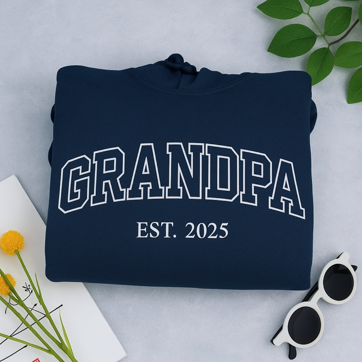 Custom Embroidered Grandpa Varsity Hoodie - Personalized Grandchildren Names - Father's Day Gift