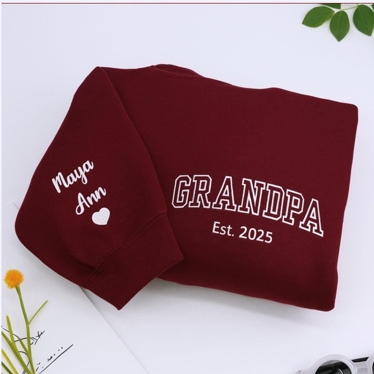 Custom Embroidered Grandpa Varsity Hoodie - Personalized Grandchildren Names - Father's Day Gift