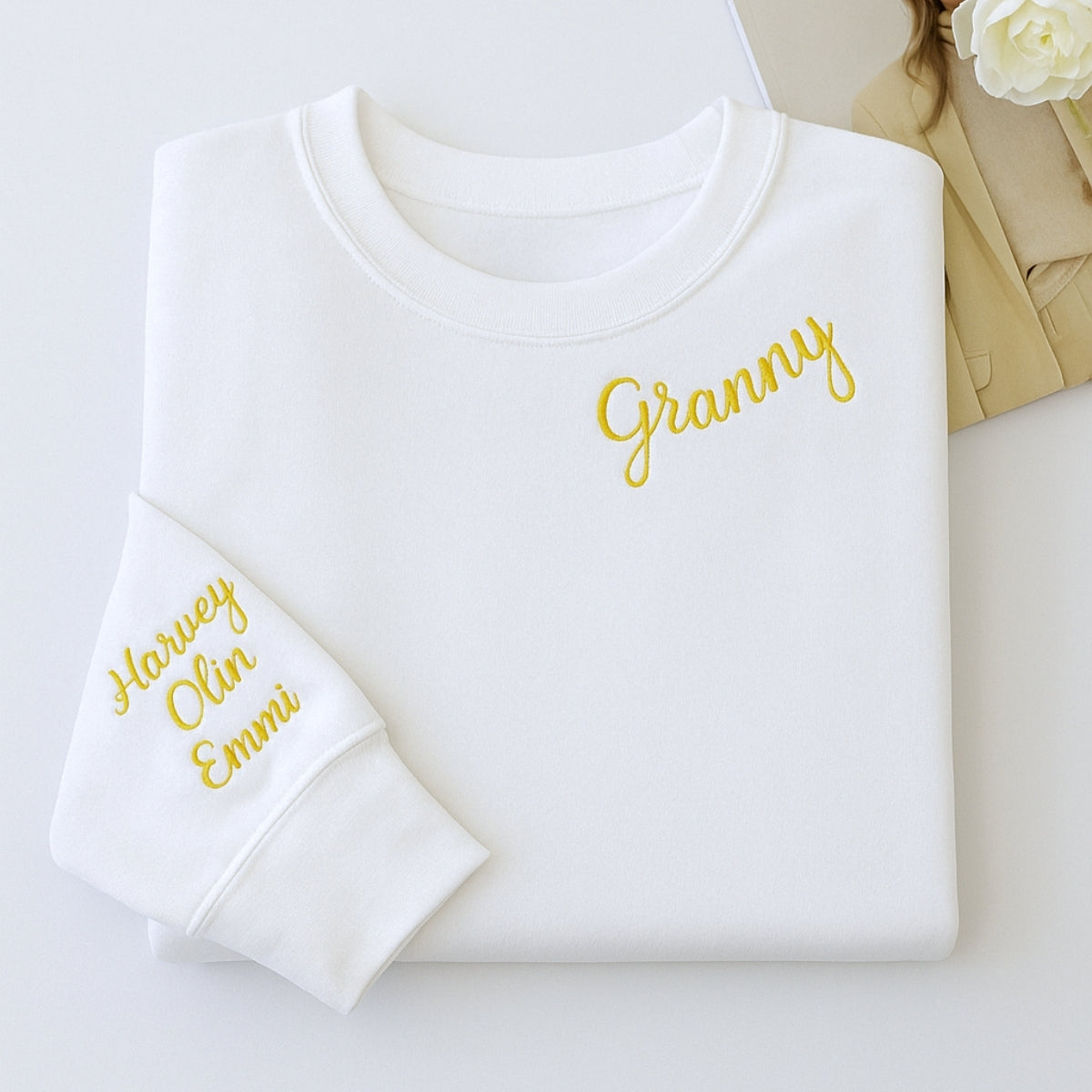 Custom Embroidered Granny Hoodie - Personalized Grandchildren Names Sweatshirt - Grandma Gift