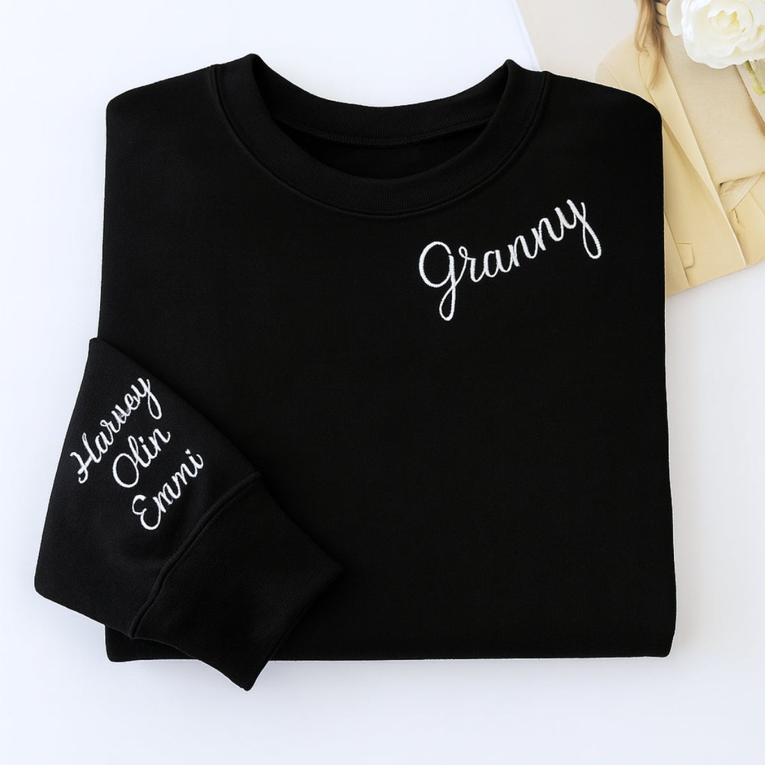 Custom Embroidered Granny Hoodie - Personalized Grandchildren Names Sweatshirt - Grandma Gift