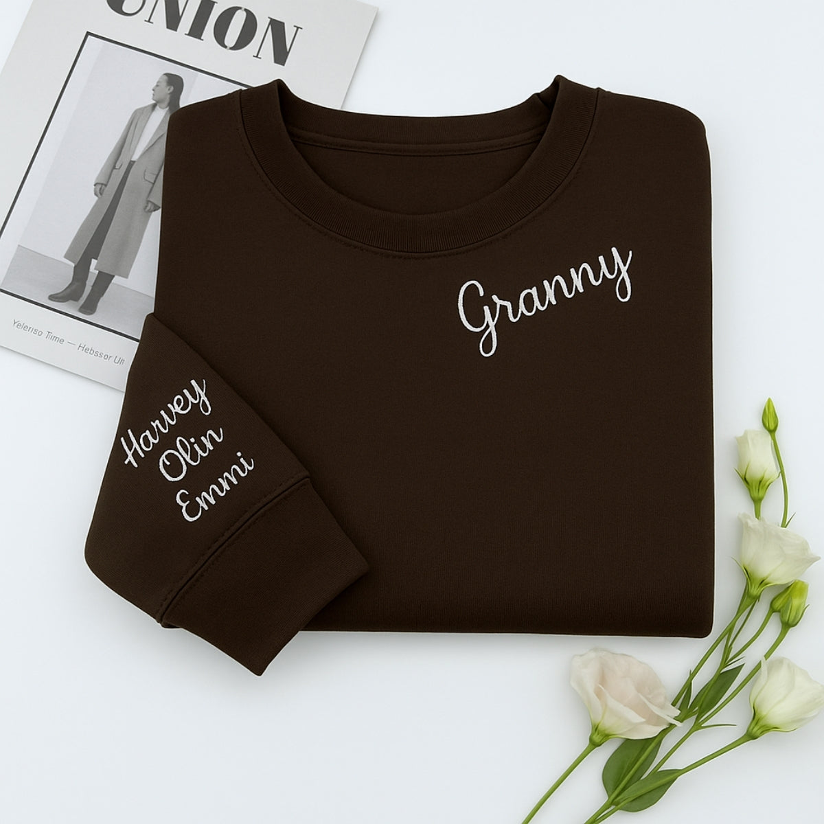 Custom Embroidered Granny Hoodie - Personalized Grandchildren Names Sweatshirt - Grandma Gift