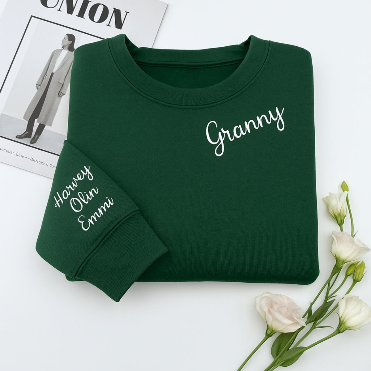 Custom Embroidered Granny Hoodie - Personalized Grandchildren Names Sweatshirt - Grandma Gift