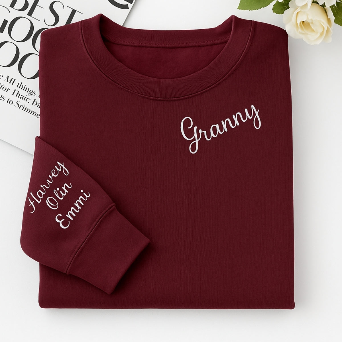 Custom Embroidered Granny Hoodie - Personalized Grandchildren Names Sweatshirt - Grandma Gift