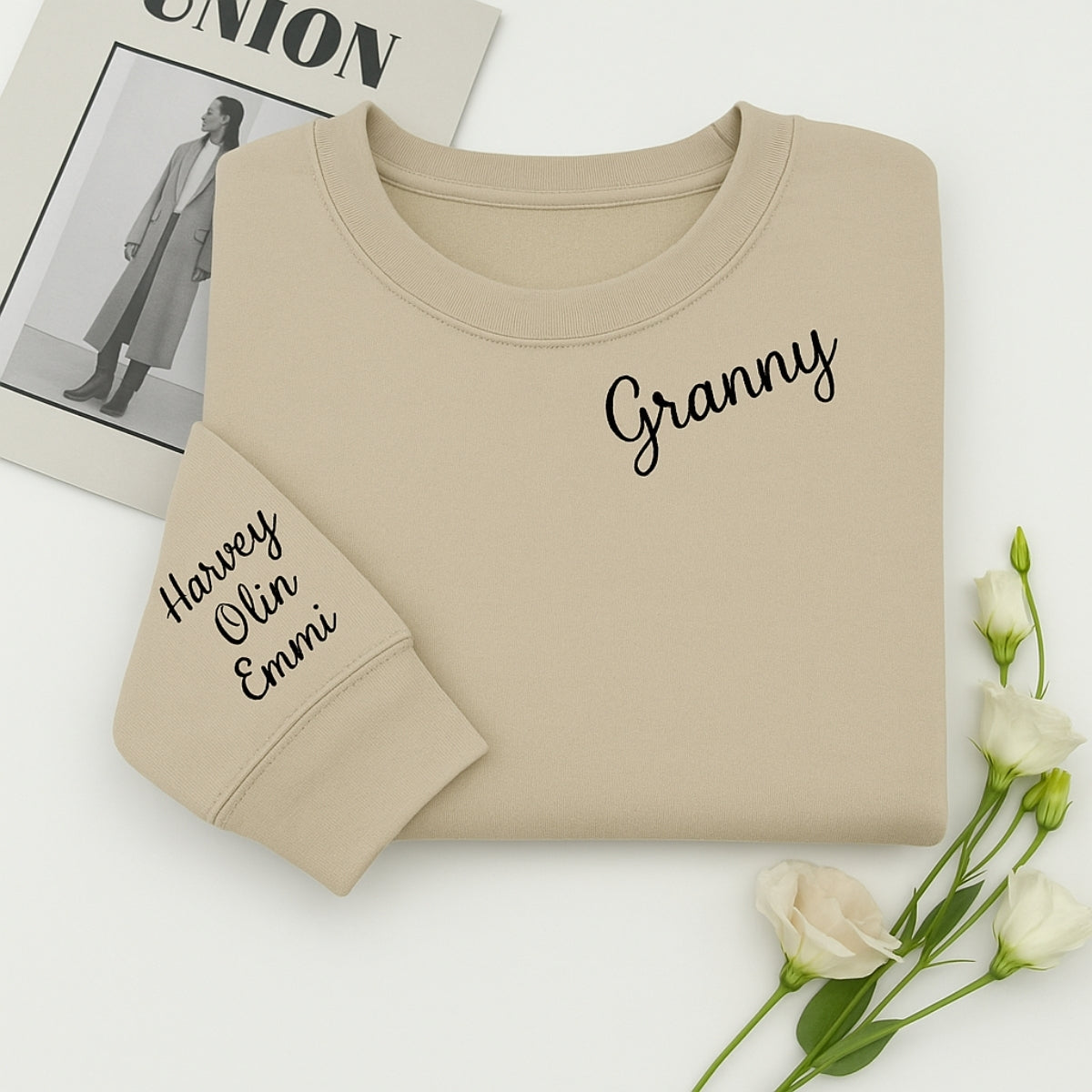 Custom Embroidered Granny Hoodie - Personalized Grandchildren Names Sweatshirt - Grandma Gift