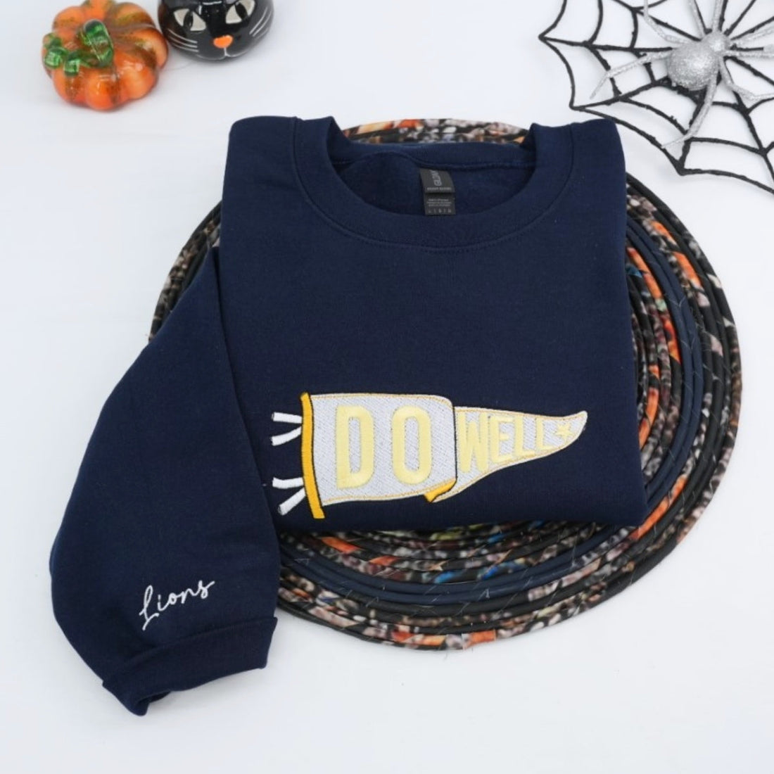 Custom Embroidered Halloween Sweatshirt - Do Well Pennant - Personalized Halloween Gift