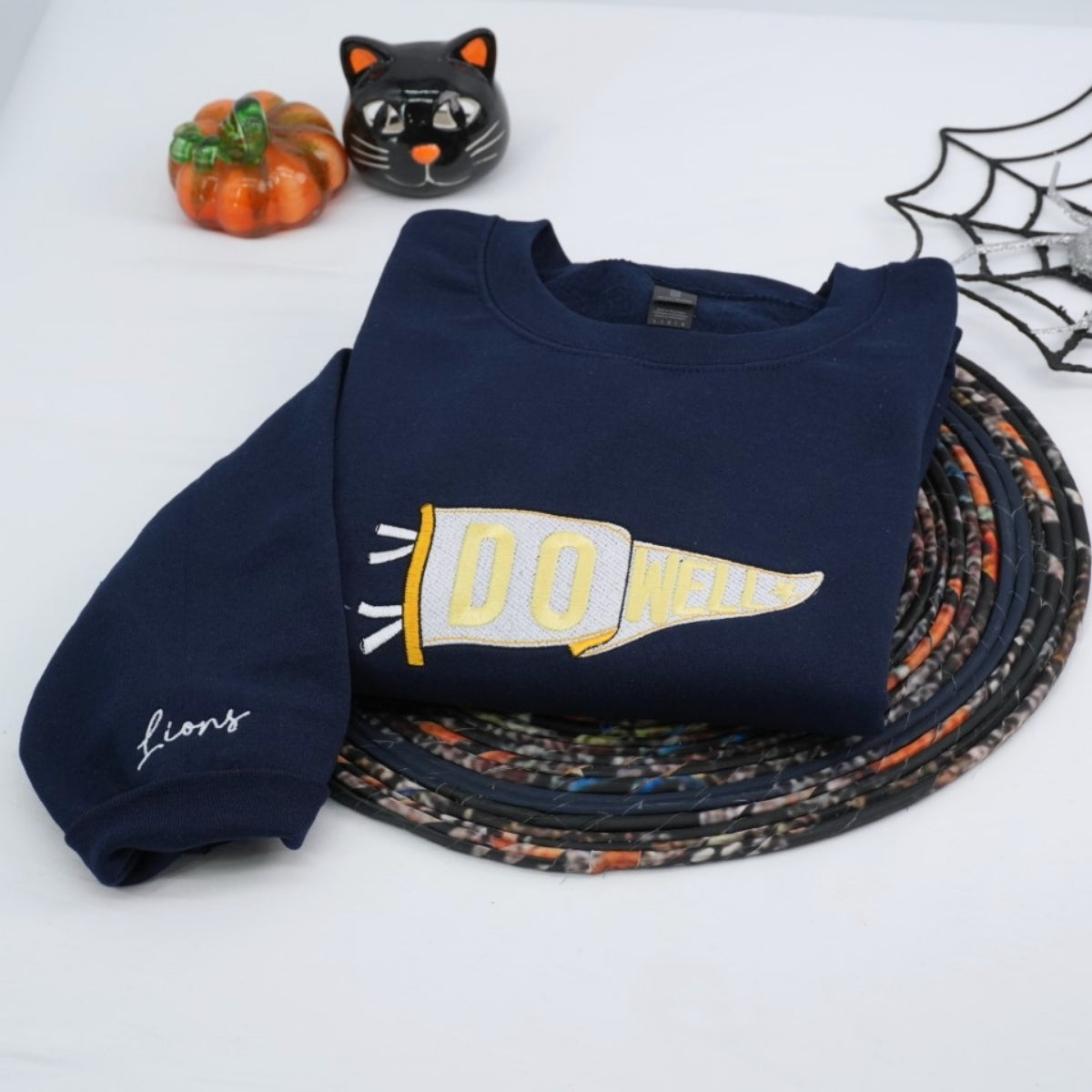 Custom Embroidered Halloween Sweatshirt - Do Well Pennant - Personalized Halloween Gift