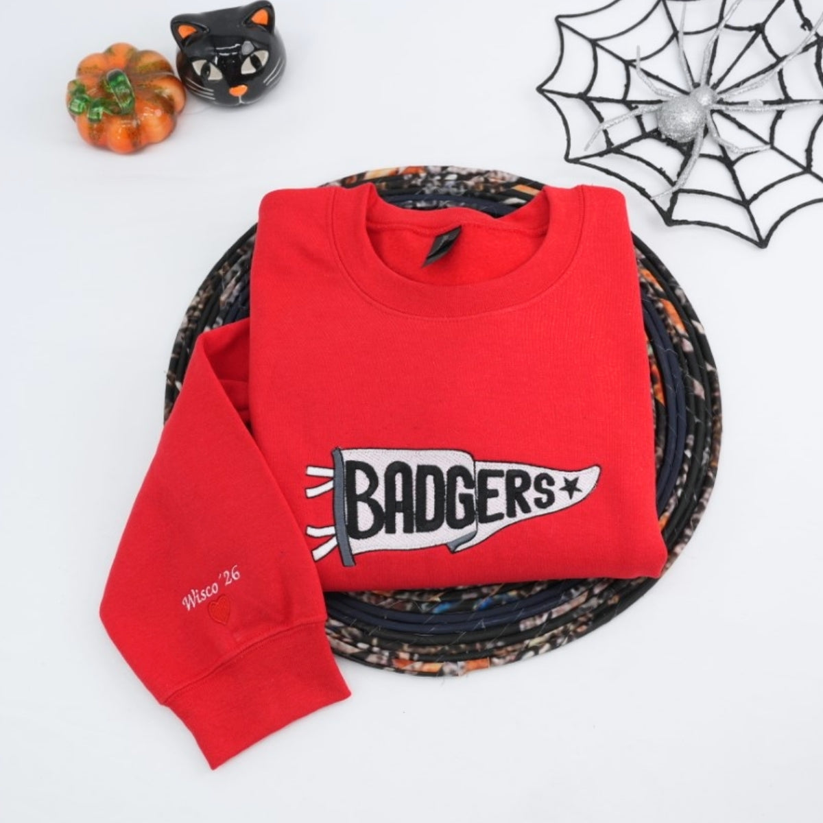 Custom Embroidered Halloween Sweatshirt - Do Well Pennant - Personalized Halloween Gift