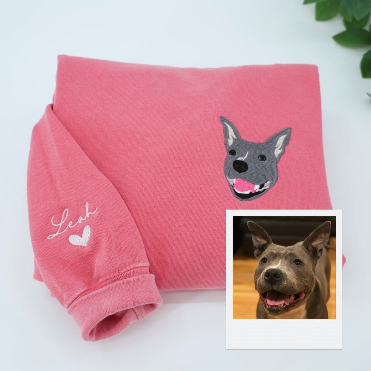 Custom Embroidered Holiday Pet Portrait Hoodie - Personalized Family Christmas Sweatshirt - Pet Love