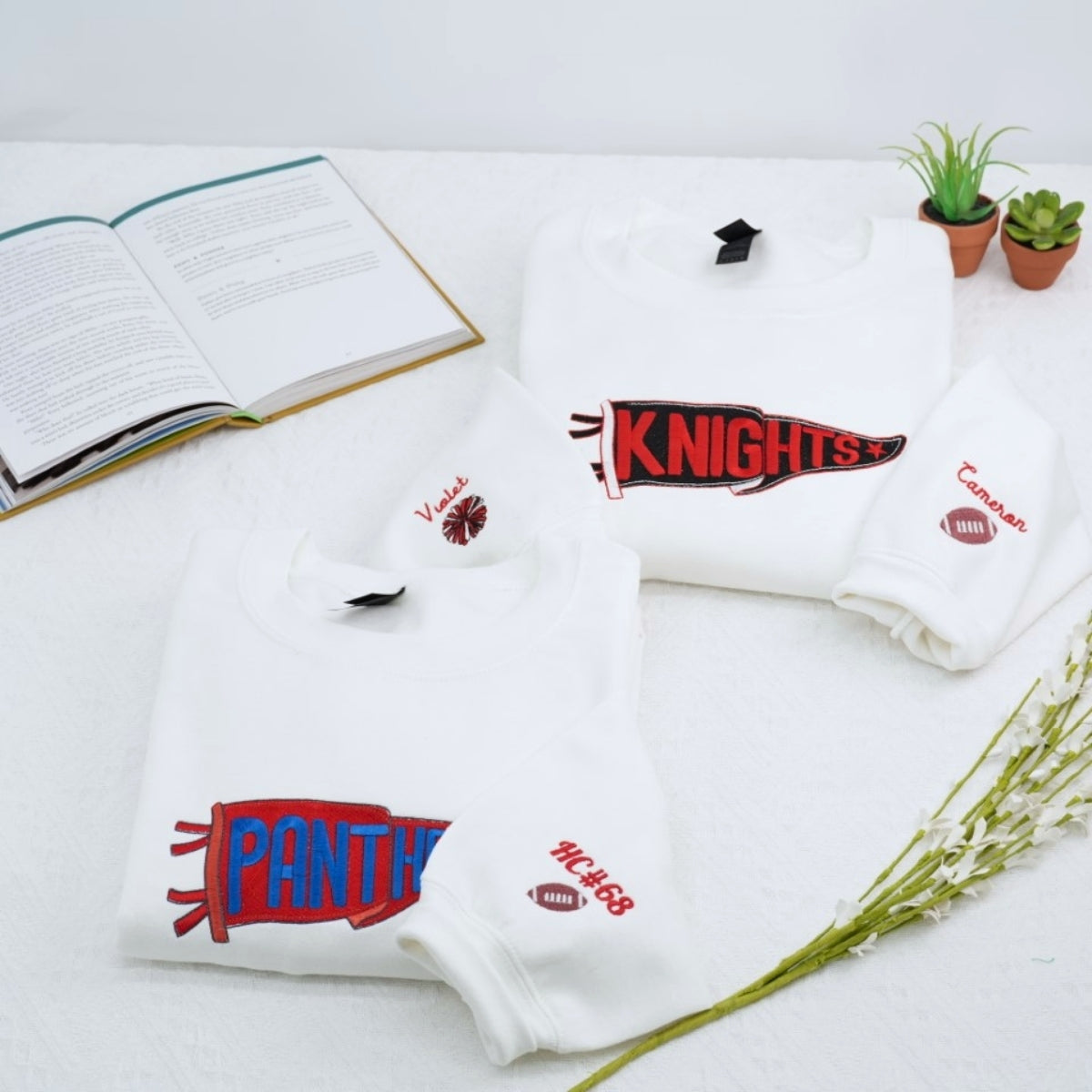 Custom Embroidered School Spirit Hoodie - Personalized Student Sweatshirt - Graduation Gift