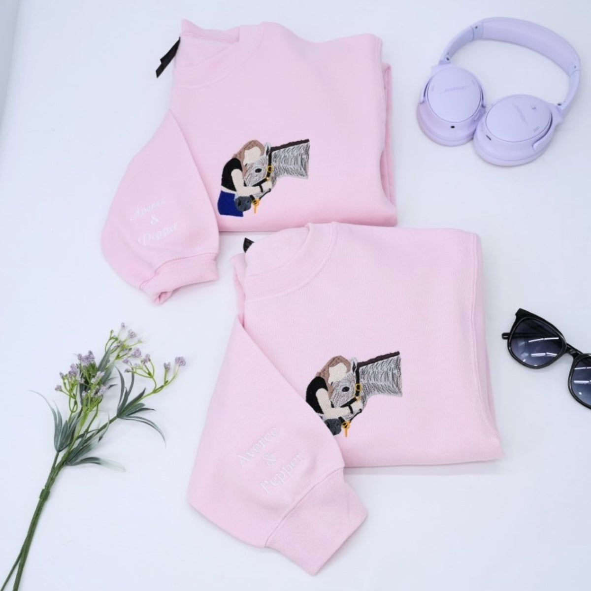 Custom Embroidered Horse Photo Hoodie - Personalized Rider Sweatshirt - Equestrian Gift