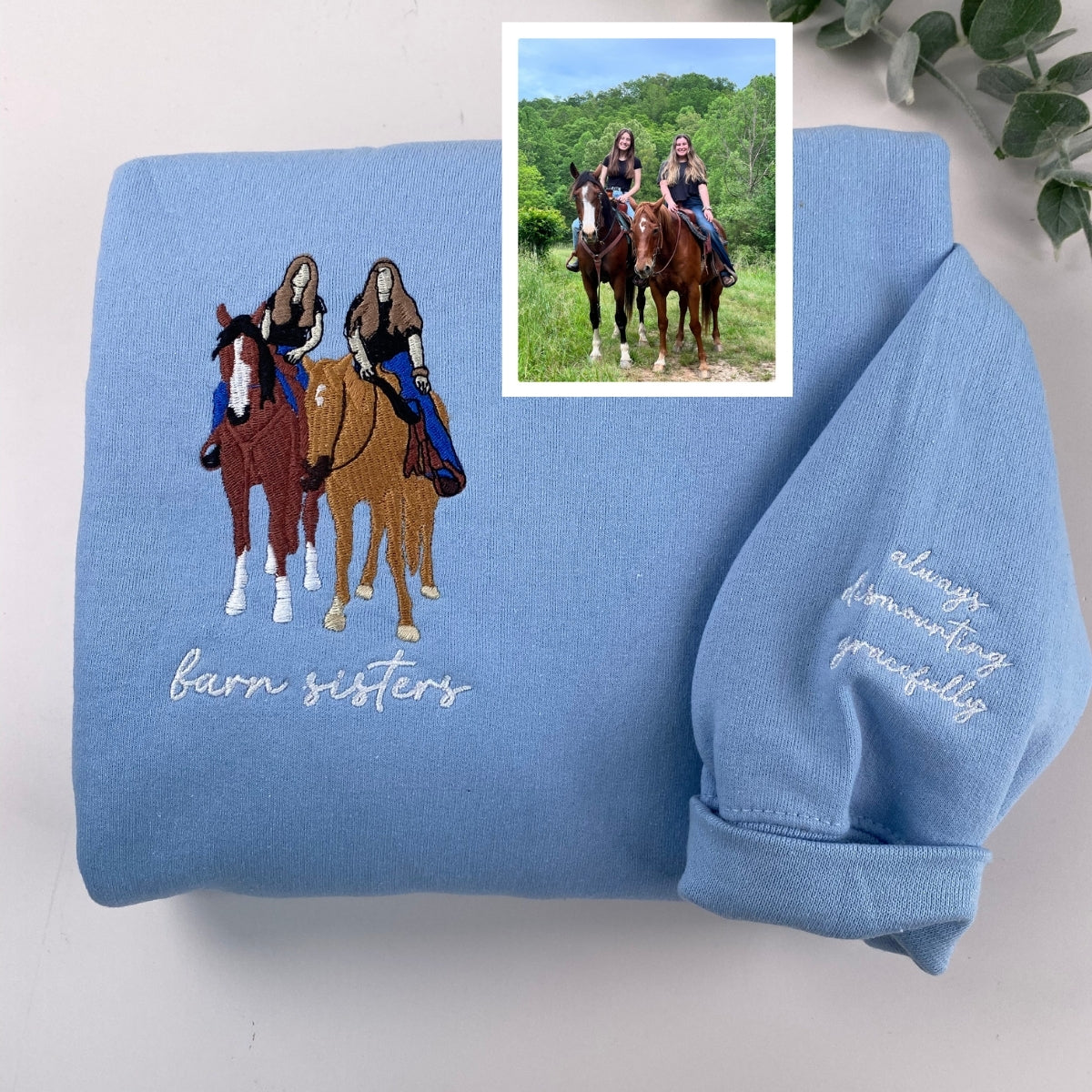 Custom Embroidered Horse Rider Hoodie - Personalized Equestrian Portrait Sweatshirt - Memory Gift