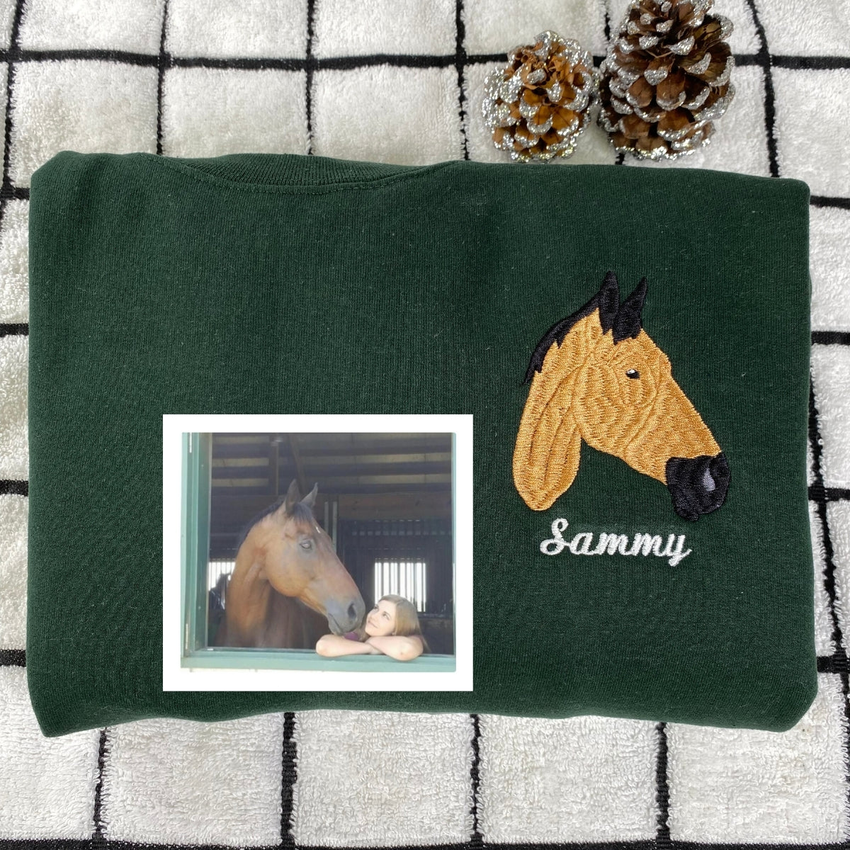 Custom Horse Portrait Hoodies - Personalized Equestrian Embroidered Sweatshirts - Perfect Horse Gift