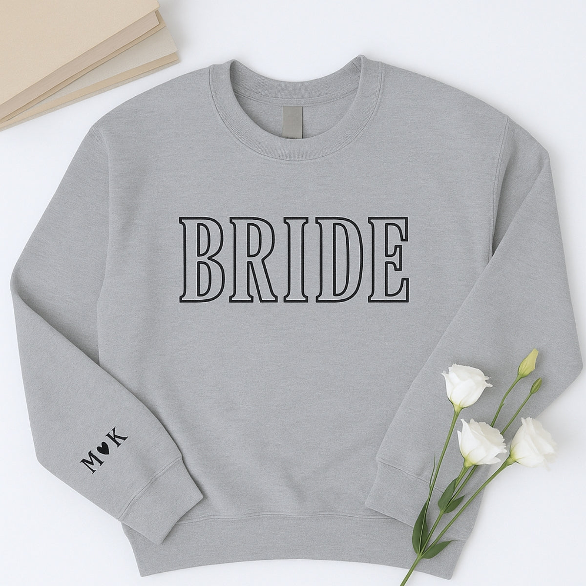 Custom Embroidered Bride Sweatshirt - Personalized Initials - Bridal Shower Gift
