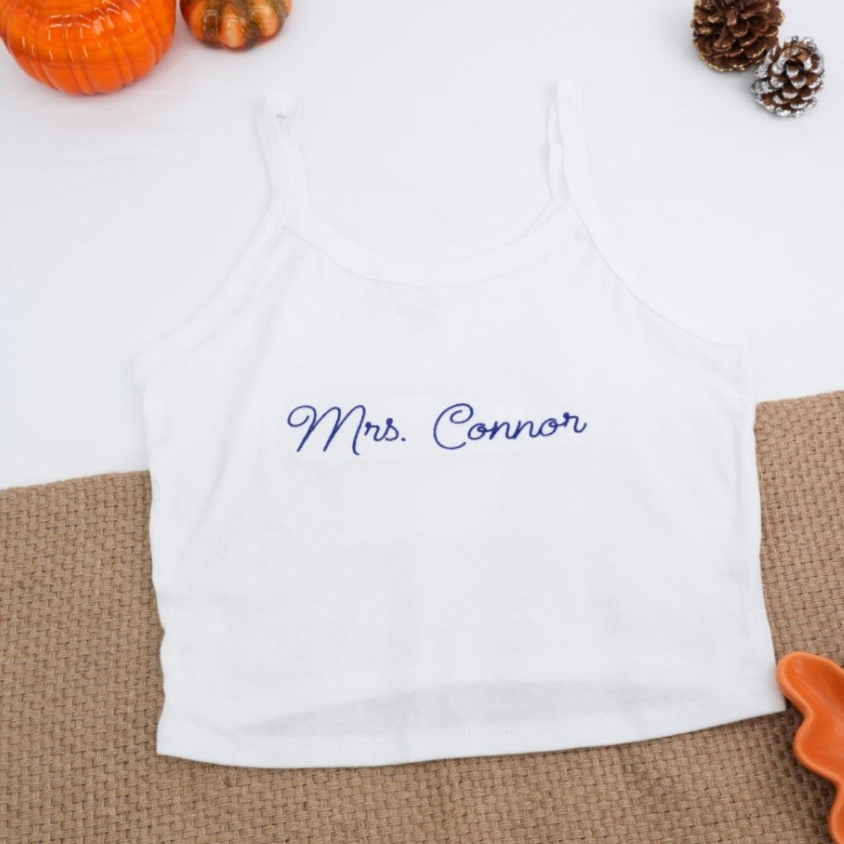 Custom Last Name Embroidered Tank Top - Personalized Name - Gift for Wedding Anniversary Birthday