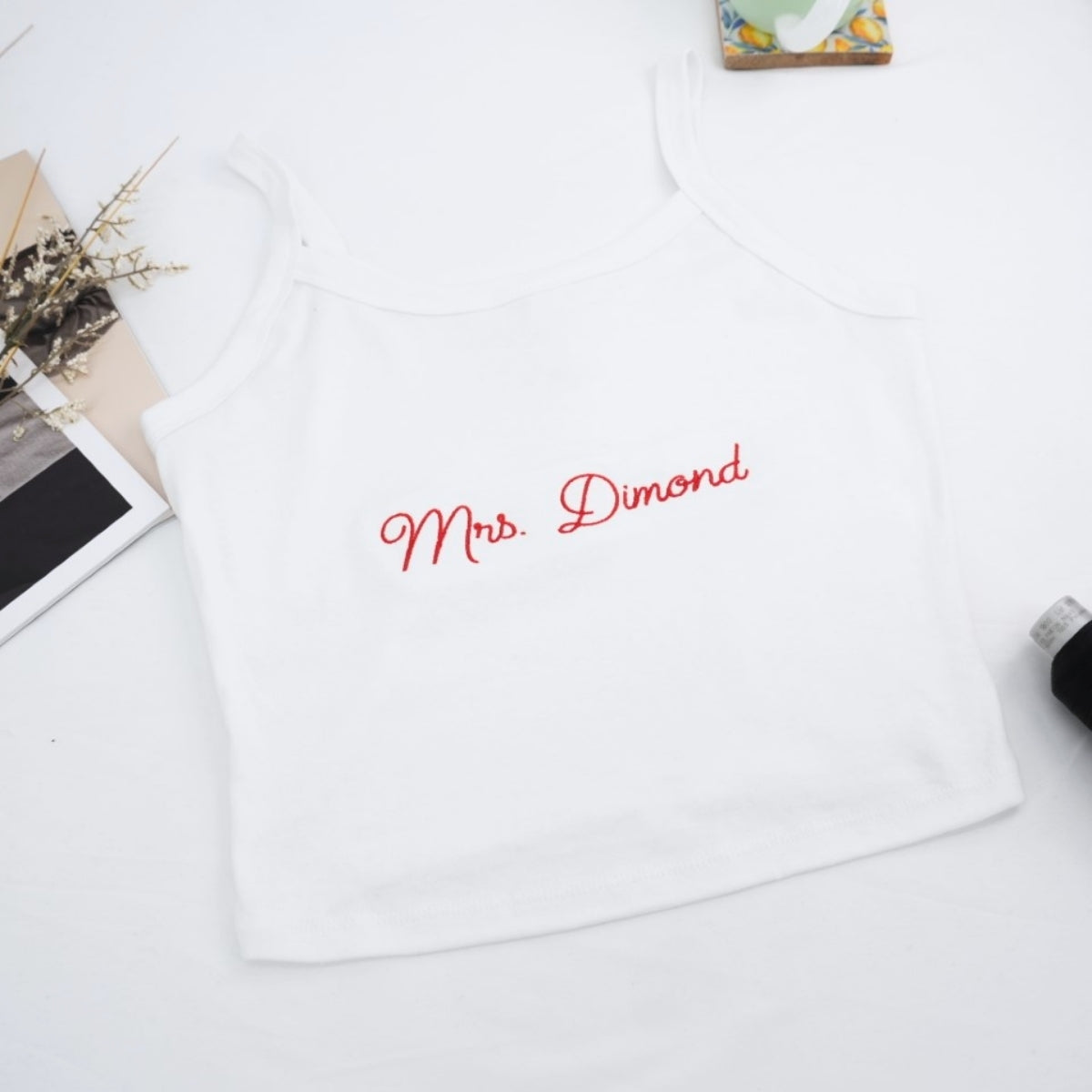 Custom Last Name Embroidered Tank Top - Personalized Name - Gift for Wedding Anniversary Birthday