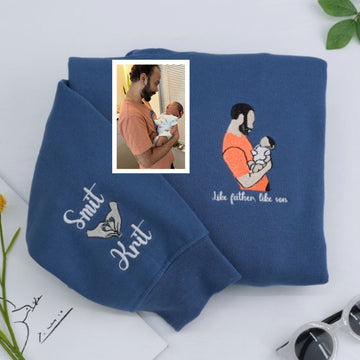 Matching Father Son Custom Embroidered Hoodies - Dad & Son Sweatshirts - Personalized Father's Day G