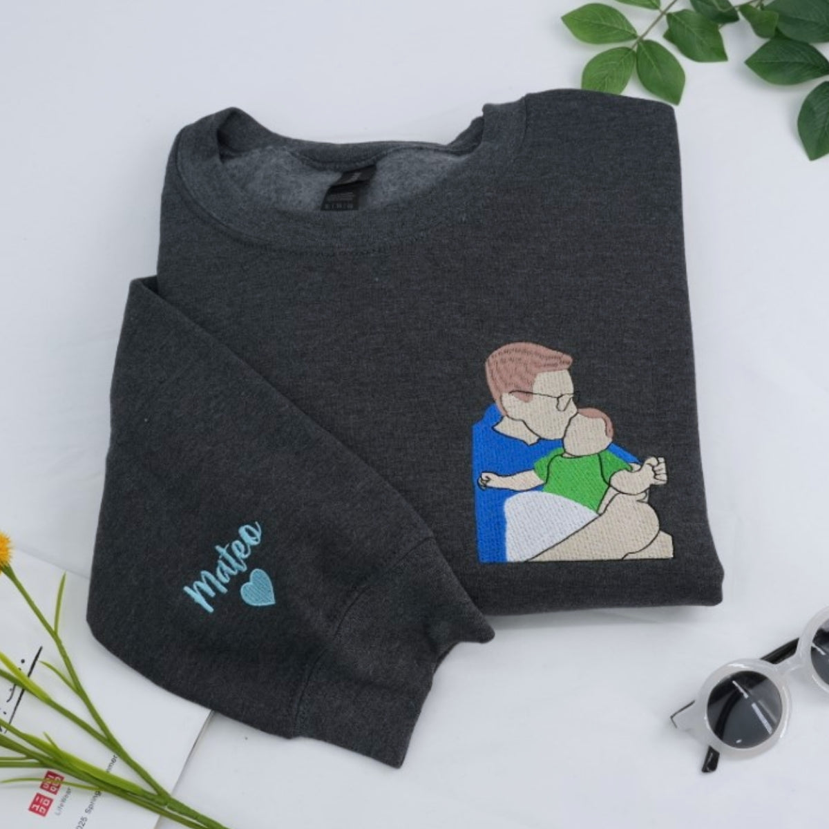 Matching Father Son Custom Embroidered Hoodies - Dad & Son Sweatshirts - Personalized Father's Day G