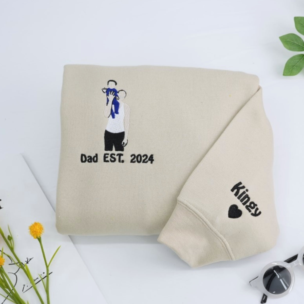 Matching Father Son Custom Embroidered Hoodies - Dad & Son Sweatshirts - Personalized Father's Day G