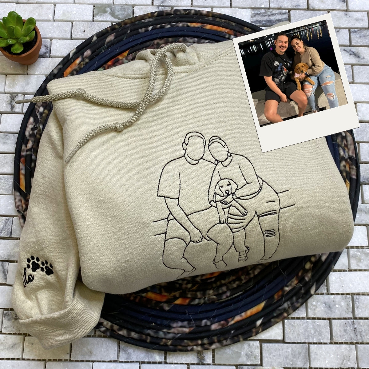 Custom Line Art Couple Embroidered Hoodies - Minimalist Portrait Sweatshirts - Personalized Gift