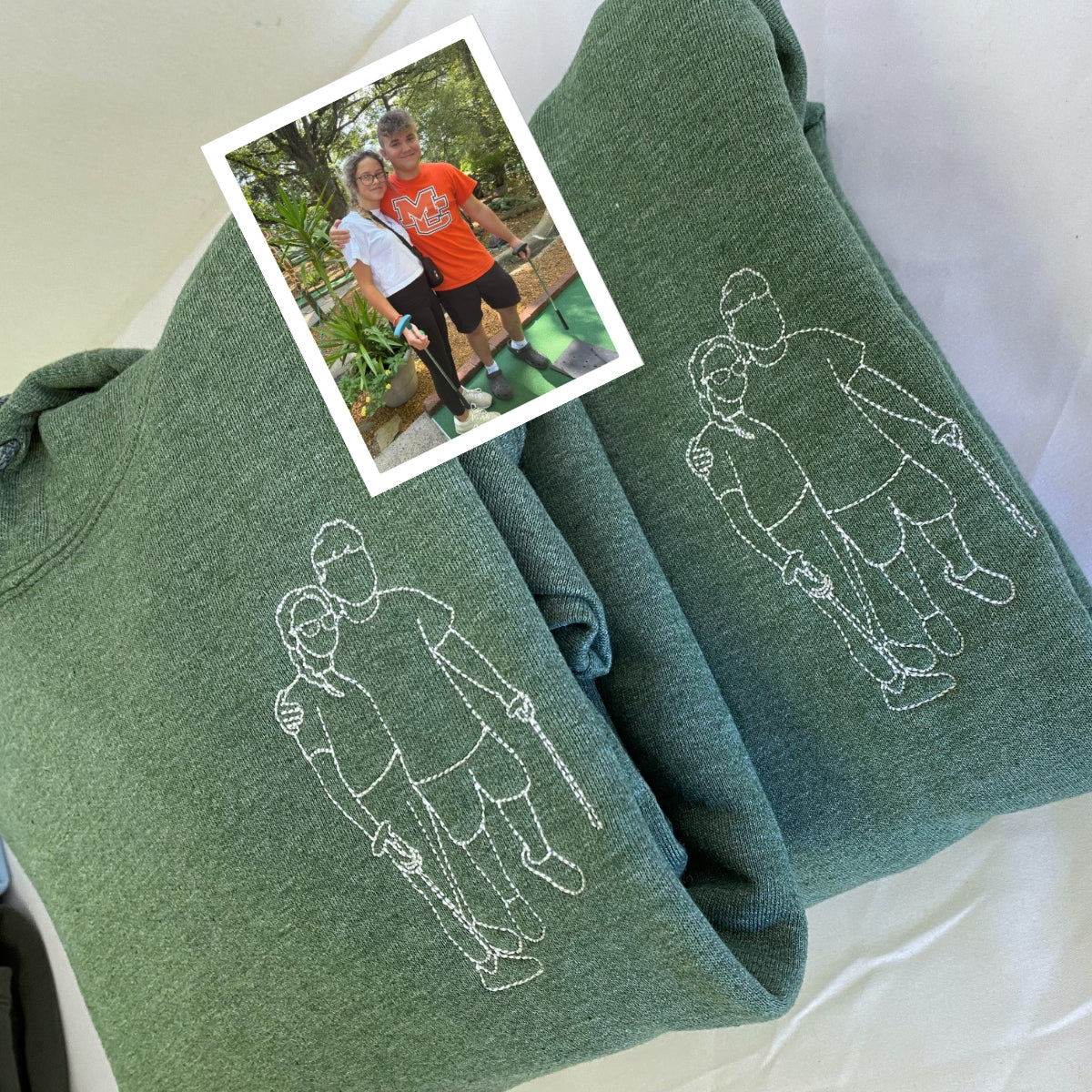 Custom Line Art Couple Embroidered Hoodies - Minimalist Portrait Sweatshirts - Personalized Gift