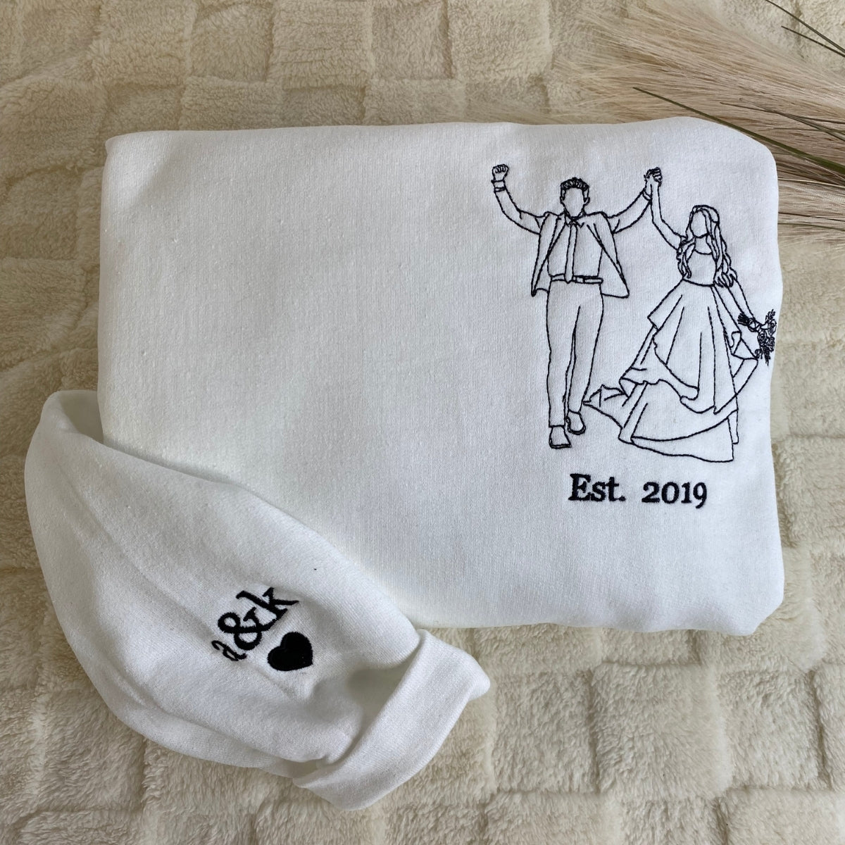 Custom Line Art Couple Embroidered Hoodies - Minimalist Portrait Sweatshirts - Personalized Gift