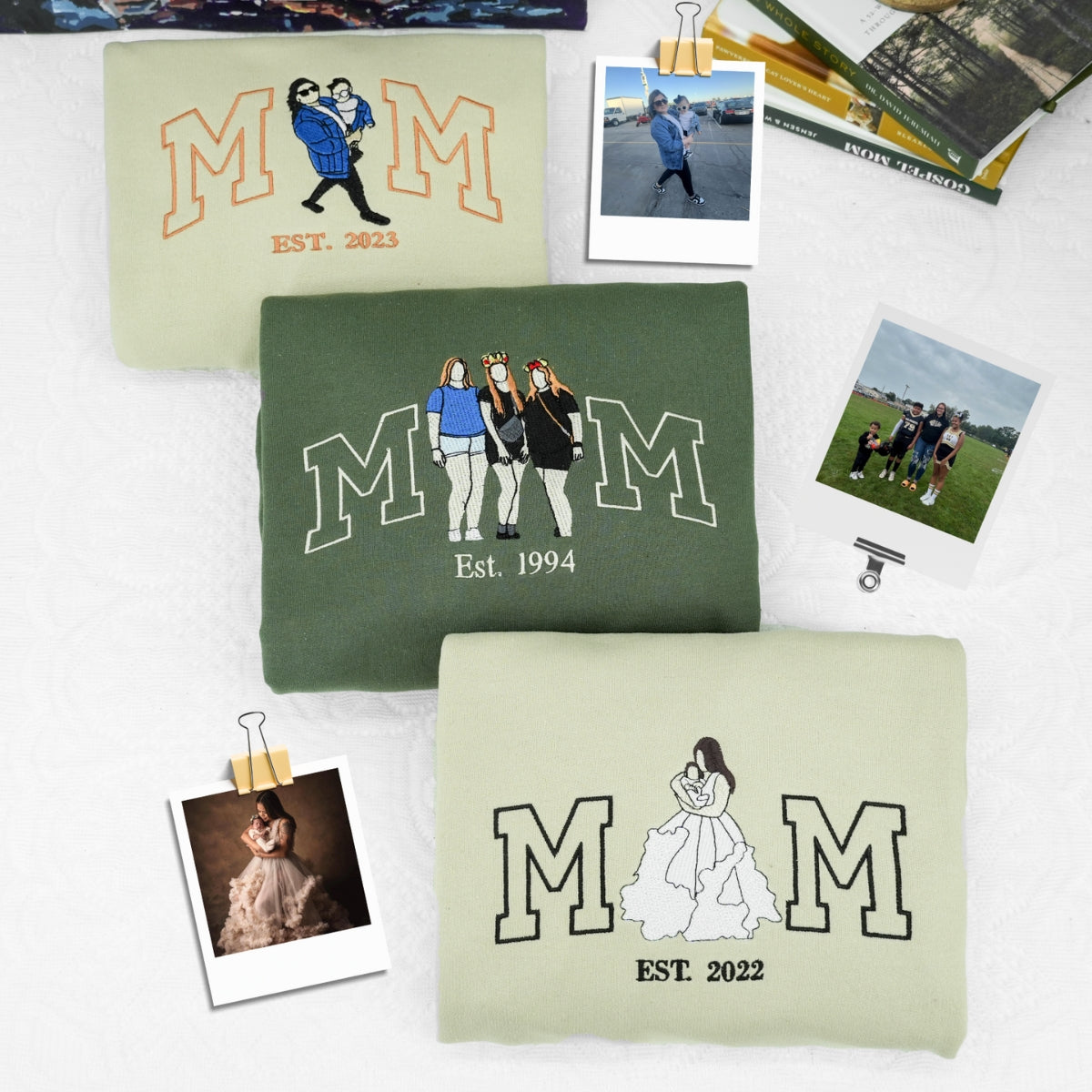 Mom EST Custom Embroidered Sweatshirt - Personalized Motherhood Milestone Hoodie - Perfect Mother's