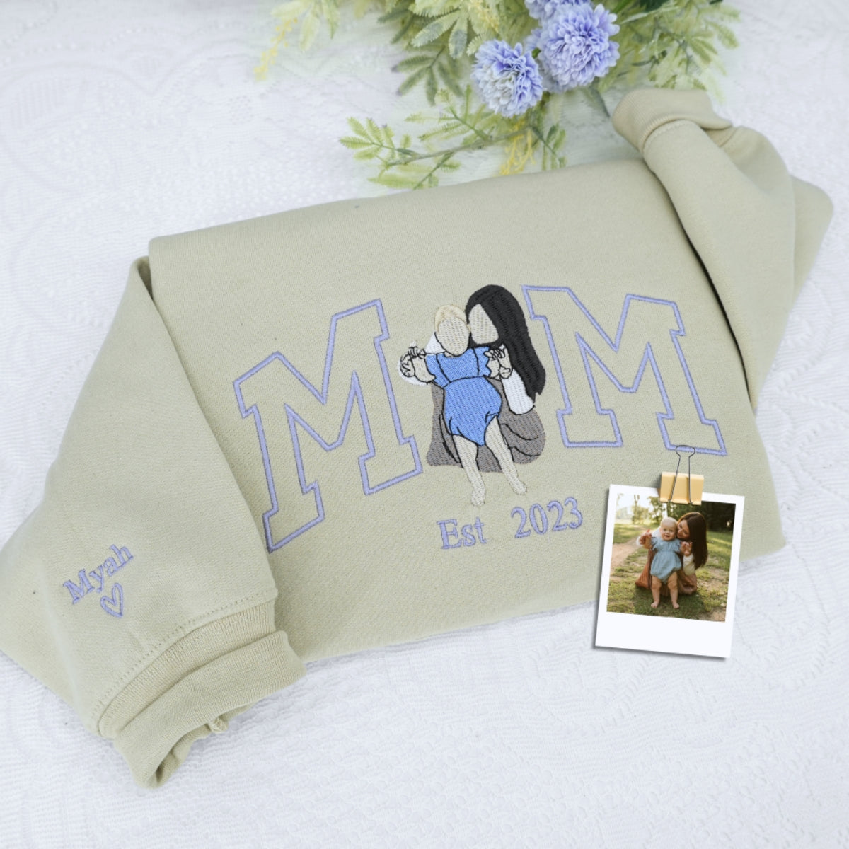 Mom EST Custom Embroidered Sweatshirt - Personalized Motherhood Milestone Hoodie - Perfect Mother's