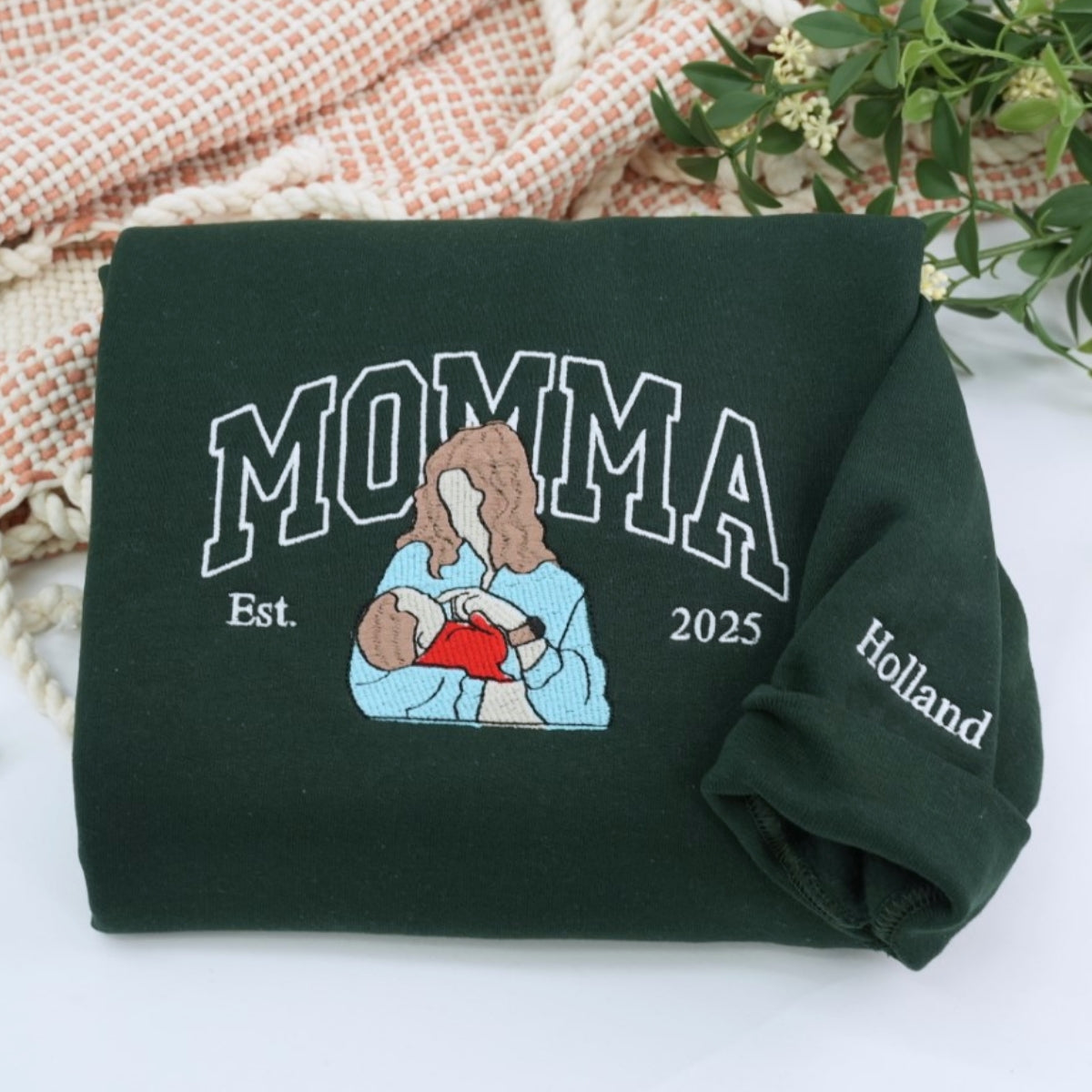 Mom EST Custom Embroidered Sweatshirt - Personalized Motherhood Milestone Hoodie - Perfect Mother's