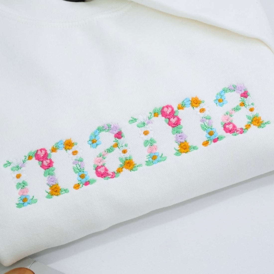 Mama Floral Custom Embroidered Sweatshirt - Mom Flower Letter Design - Personalized Mother's Day Gif