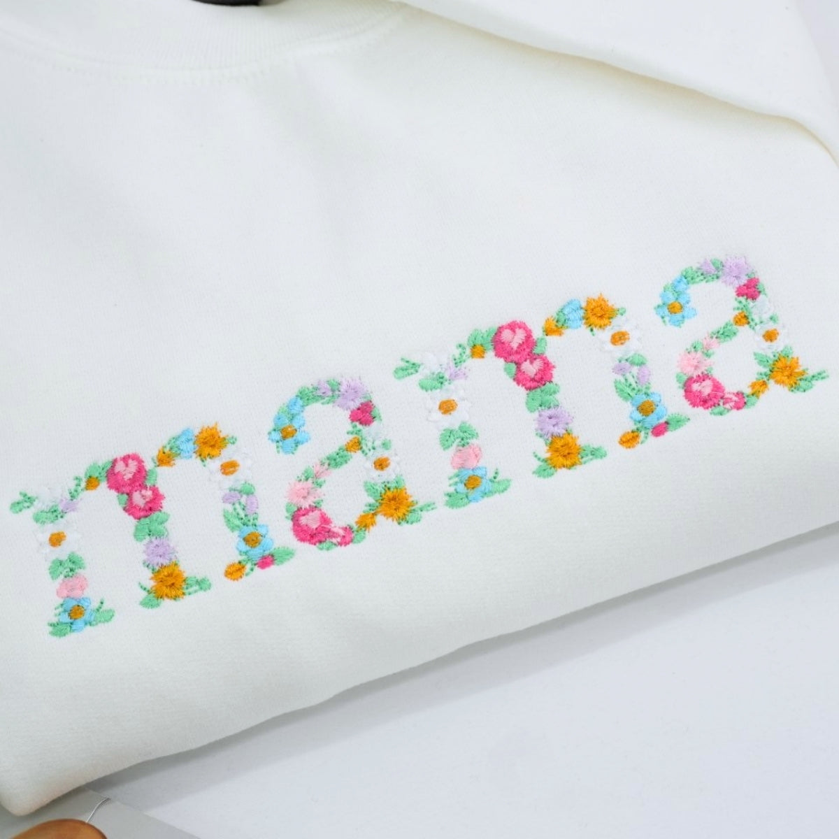 Mama Floral Custom Embroidered Sweatshirt - Mom Flower Letter Design - Personalized Mother's Day Gif