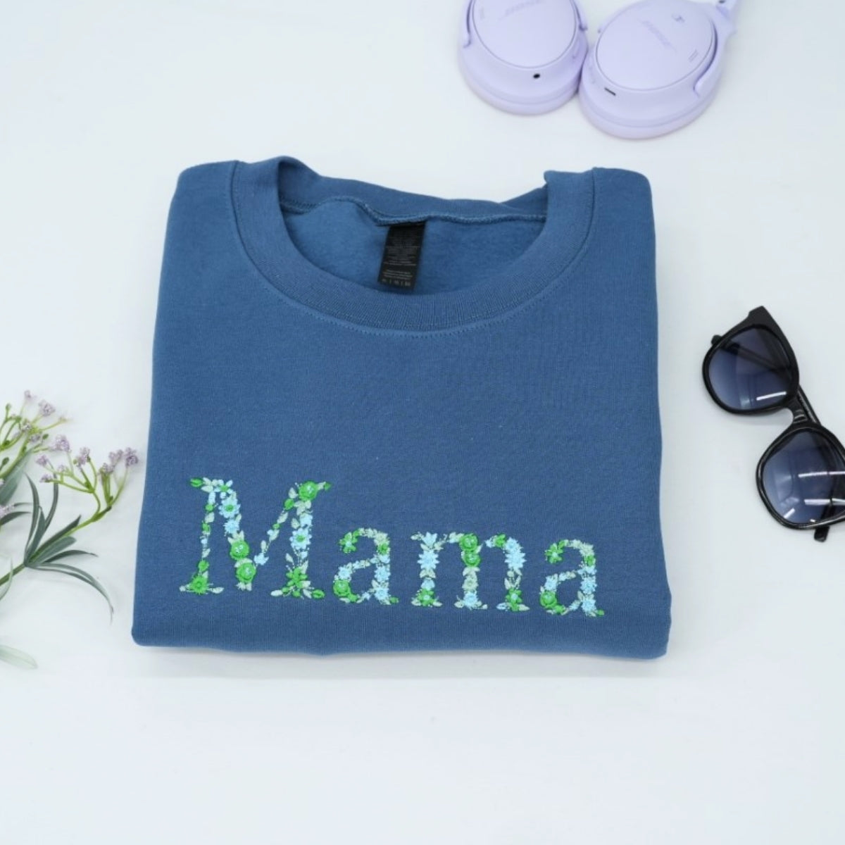 Mama Floral Custom Embroidered Sweatshirt - Mom Flower Letter Design - Personalized Mother's Day Gif