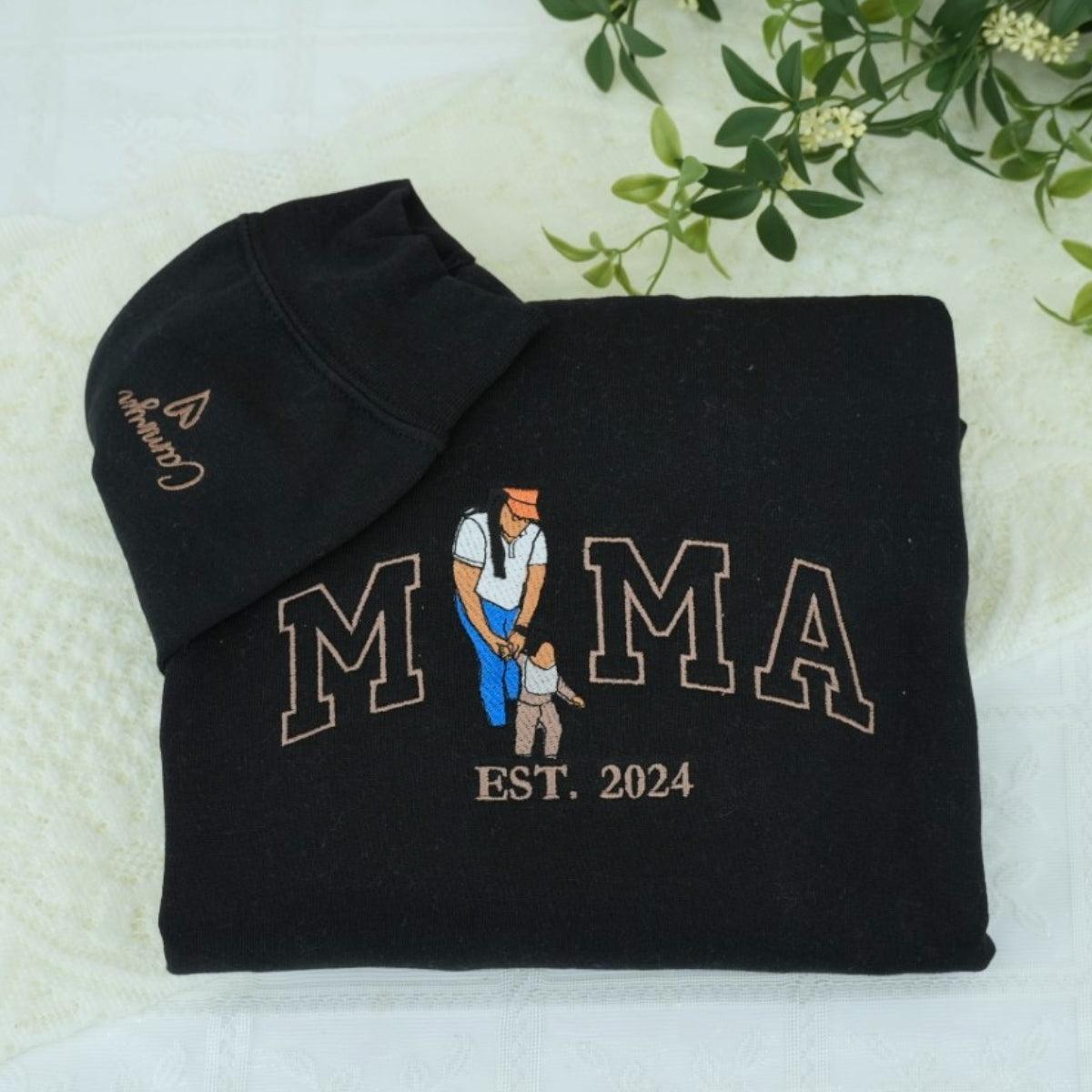 Custom Mama Embroidered Hoodies - Mother Child Sweatshirts - Personalized Mama Gift with Custom Year