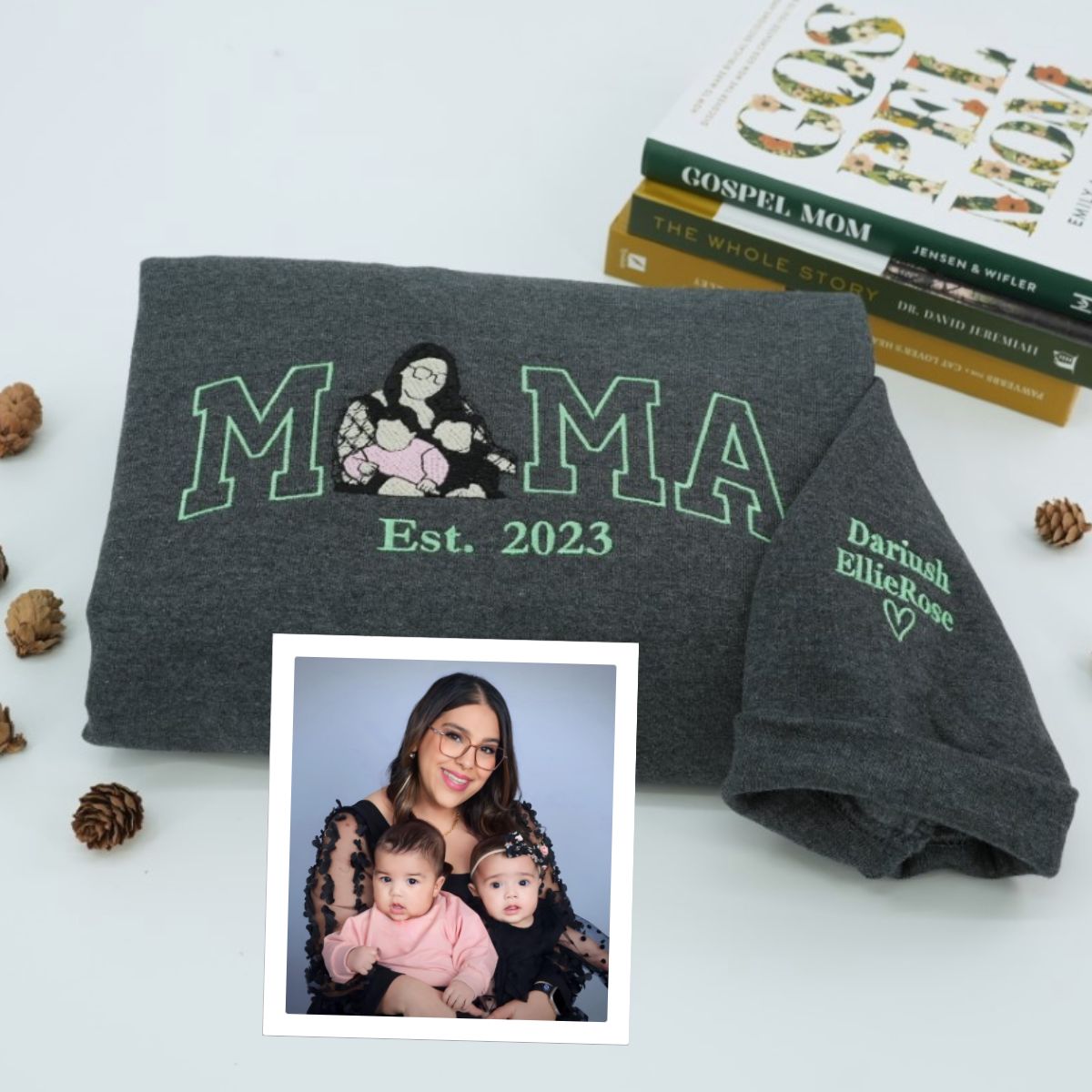Custom Mama Embroidered Hoodies - Multi Child Family Sweatshirts - Personalized Mother Gift with Kid