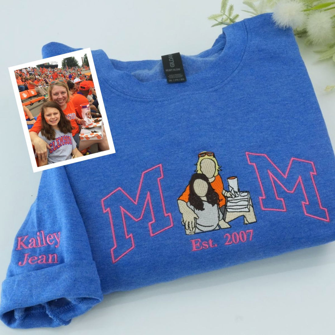 Custom Mama Embroidered Hoodies - Multi Child Family Sweatshirts - Personalized Mother Gift with Kid