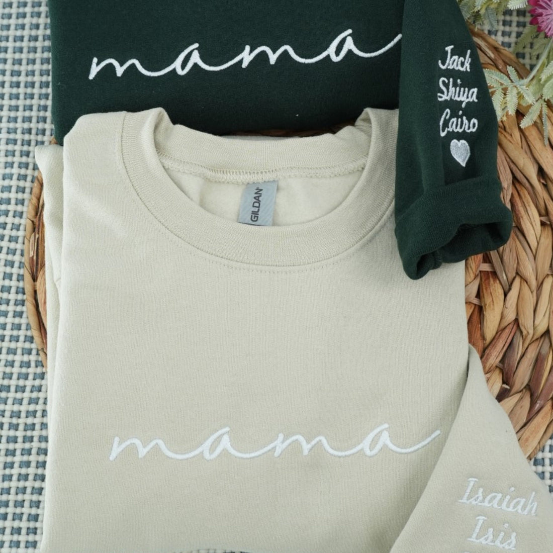 Purple Script Custom Embroidered Hoodie - Personalized Mama Sweatshirt with Kids Names - Gift for Mu