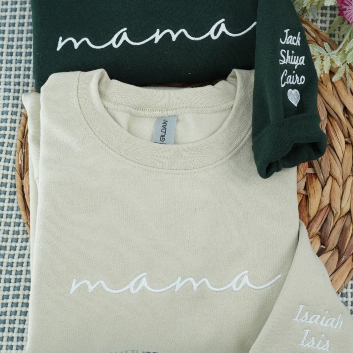 Purple Script Custom Embroidered Hoodie - Personalized Mama Sweatshirt with Kids Names - Gift for Mu