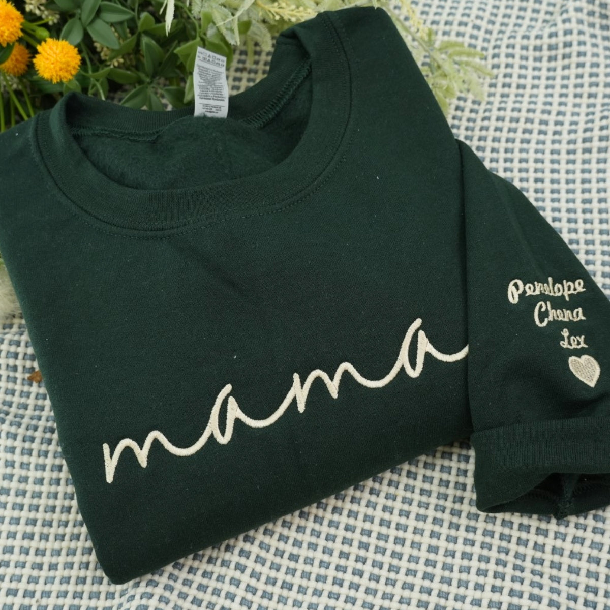 Purple Script Custom Embroidered Hoodie - Personalized Mama Sweatshirt with Kids Names - Gift for Mu