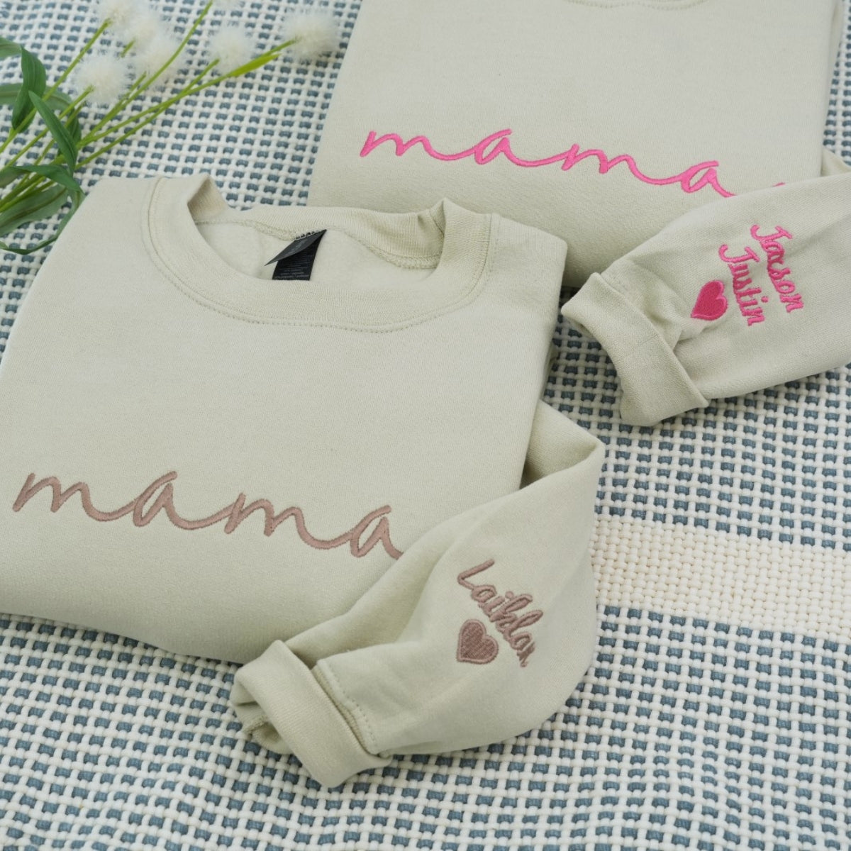 Purple Script Custom Embroidered Hoodie - Personalized Mama Sweatshirt with Kids Names - Gift for Mu