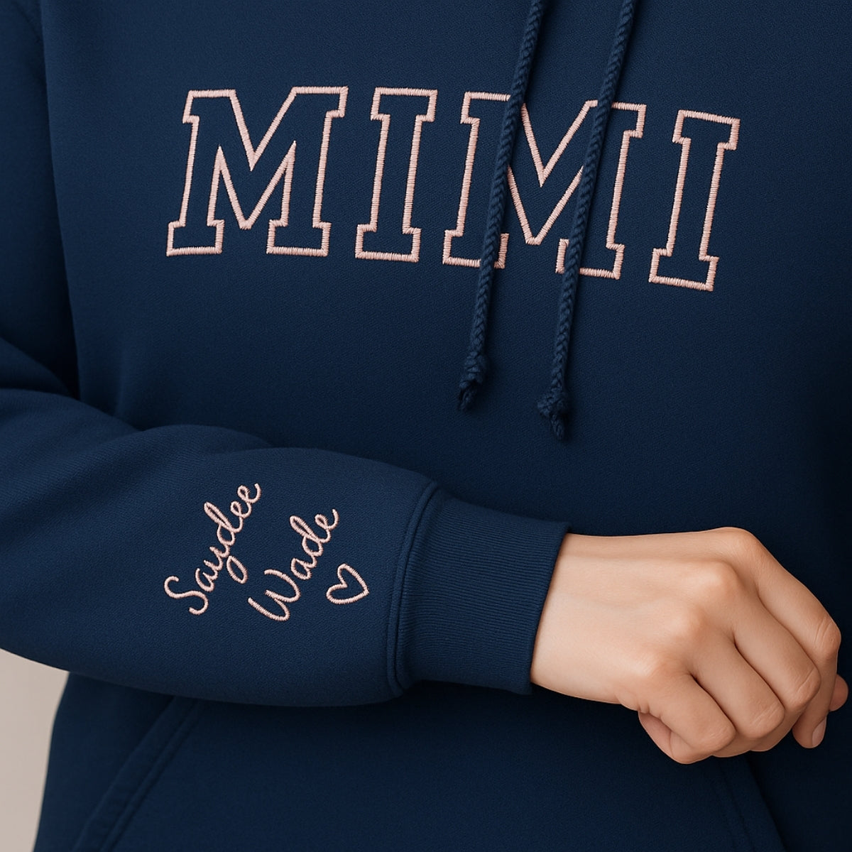 Varsity Mimi Custom Embroidered Hoodie - Personalized Grandma Sweatshirt - Perfect Grandmother Gift