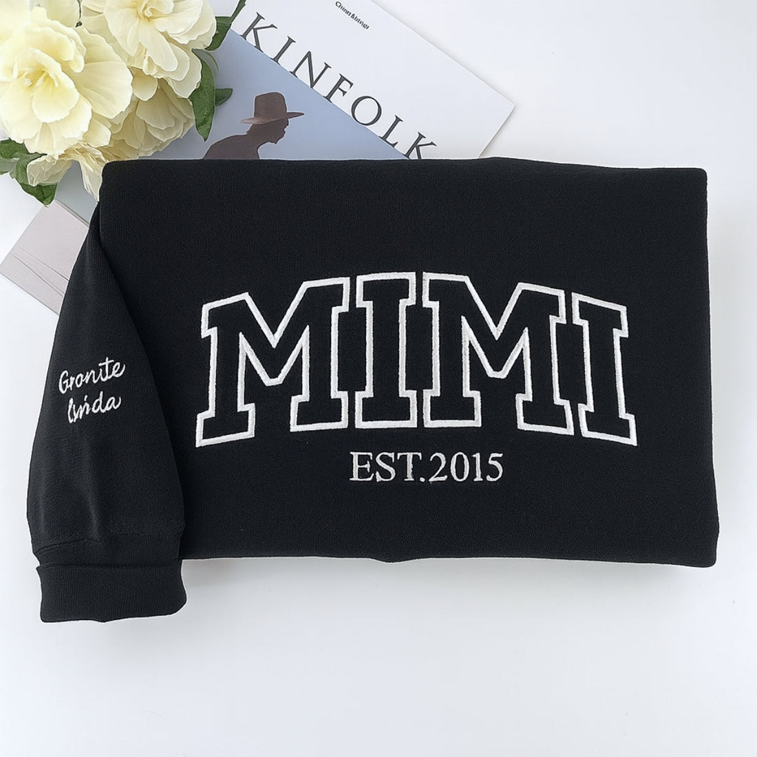 Varsity Mimi Custom Embroidered Hoodie - Personalized Grandma Sweatshirt with EST Year & Names
