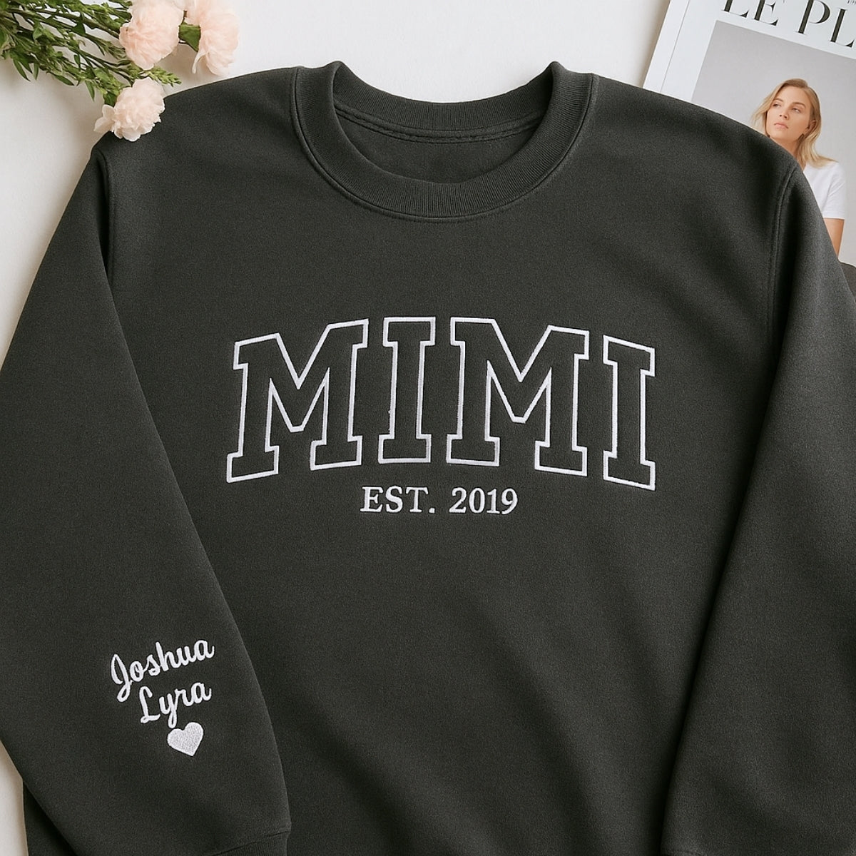 Varsity Mimi Custom Embroidered Hoodie - Personalized Grandma Sweatshirt with EST Year & Names