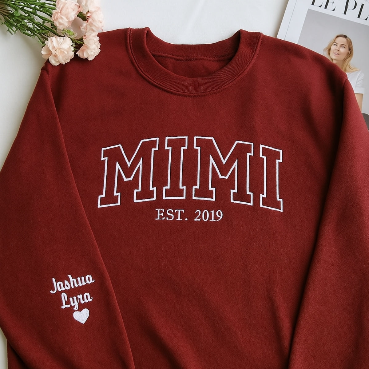 Varsity Mimi Custom Embroidered Hoodie - Personalized Grandma Sweatshirt with EST Year & Names