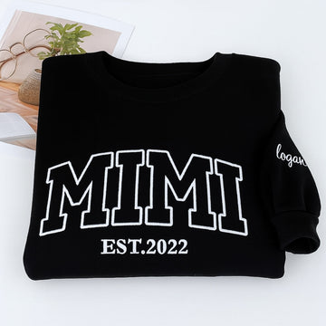 Varsity Mimi Custom Embroidered Sweatshirt - Personalized Grandma Crewneck with EST Year & Names - G