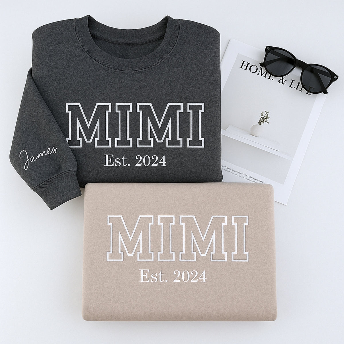 Varsity Mimi Custom Embroidered Sweatshirt - Personalized Grandma Crewneck with EST Year & Names - G