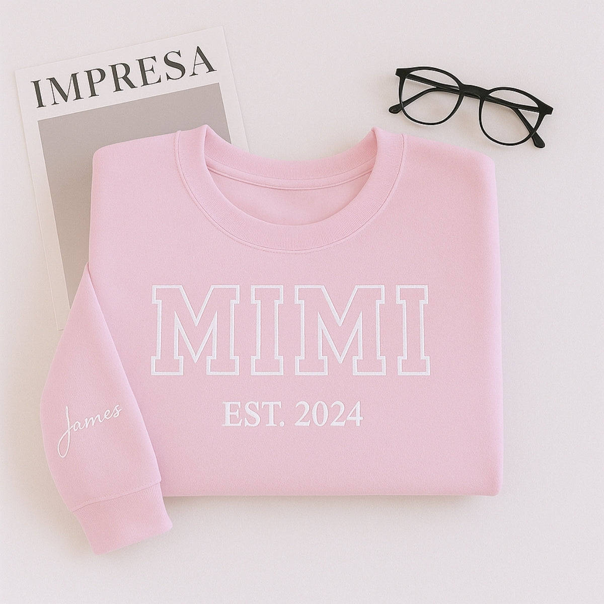Varsity Mimi Custom Embroidered Sweatshirt - Personalized Grandma Crewneck with EST Year & Names - G
