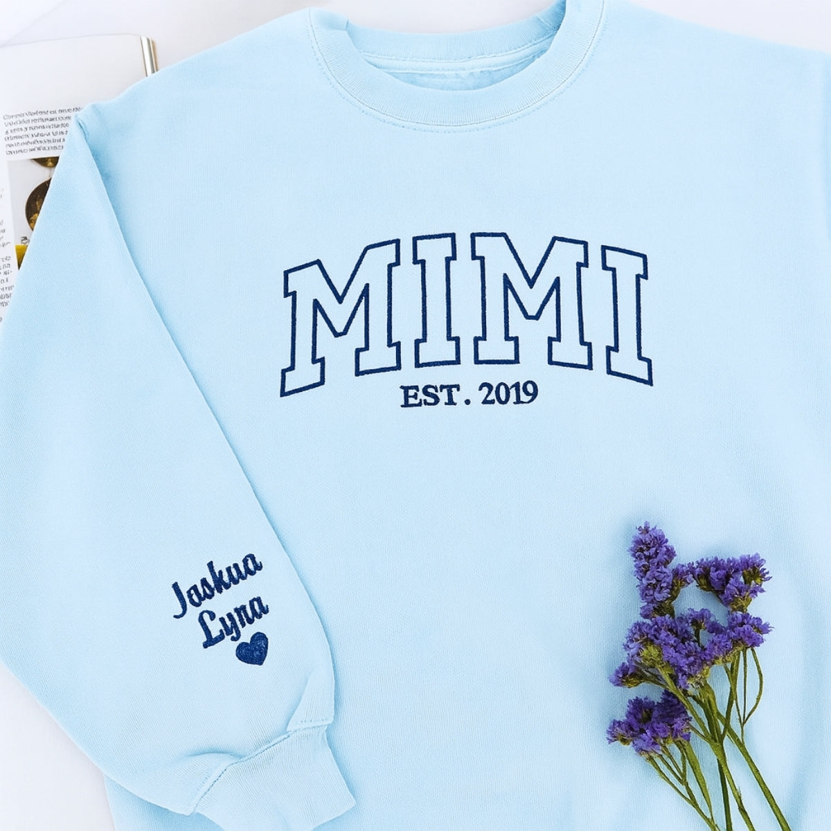 Varsity Mimi Custom Embroidered Sweatshirt - Personalized Grandma Crewneck with EST Year & Names - G