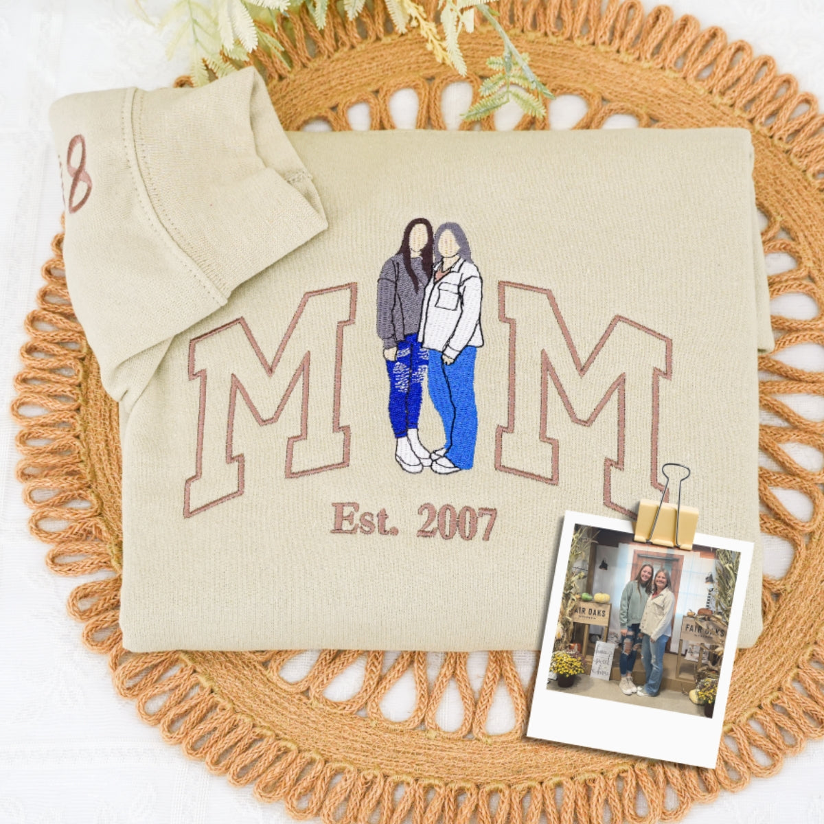 Mother Child Custom Embroidered Hoodie - Personalized Mom Sweatshirt - Perfect Motherhood Gift